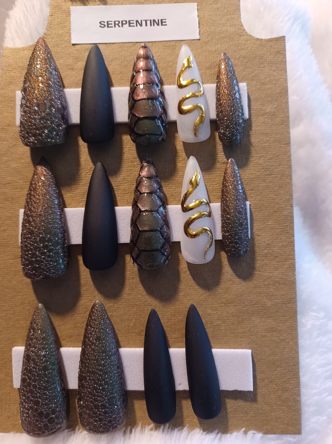 Serpentine Full Set of Press on Nails NEW COLOR OPTIONS Etsy