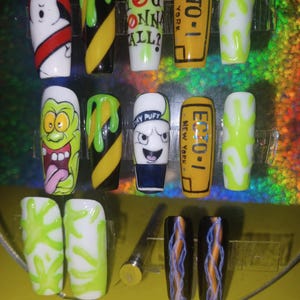 Who You Gonna Call? | Full Press On Nail Set | Blacklight Reactive!