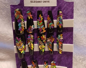 Elegante Onyx | Volledige druk op nagelset