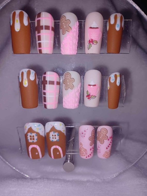 Hot Pink Cream Nails Set Hot Pink Cream Nails Set