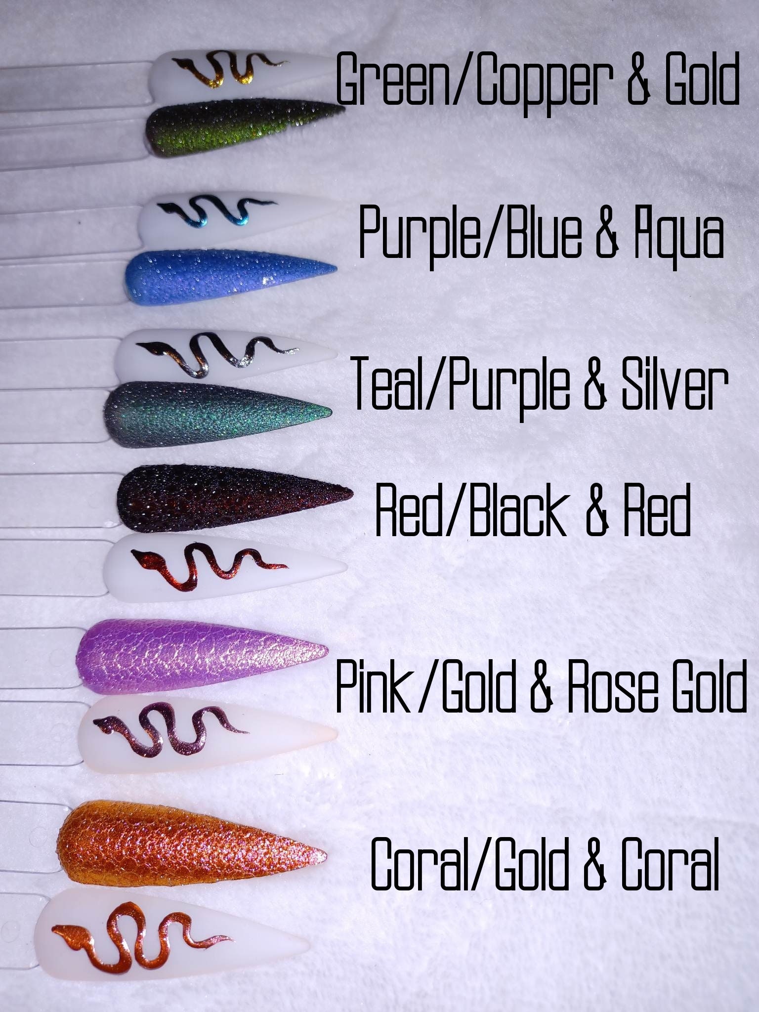 Serpentine Full Set of Press on Nails NEW COLOR OPTIONS Etsy