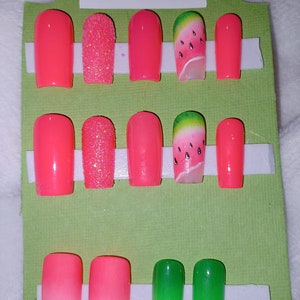 One In A Melon |Black Light Reactive| Full Press On Nail Set