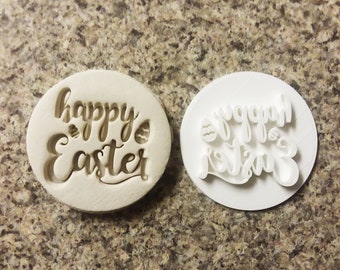 Happy Easter V02 Embosser Stamp  Cupcake Embosser Cookie Embosser Easter Bunny