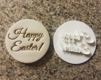 Happy Easter Embosser Stamp  Cupcake Embosser Cookie Embosser Easter Bunny