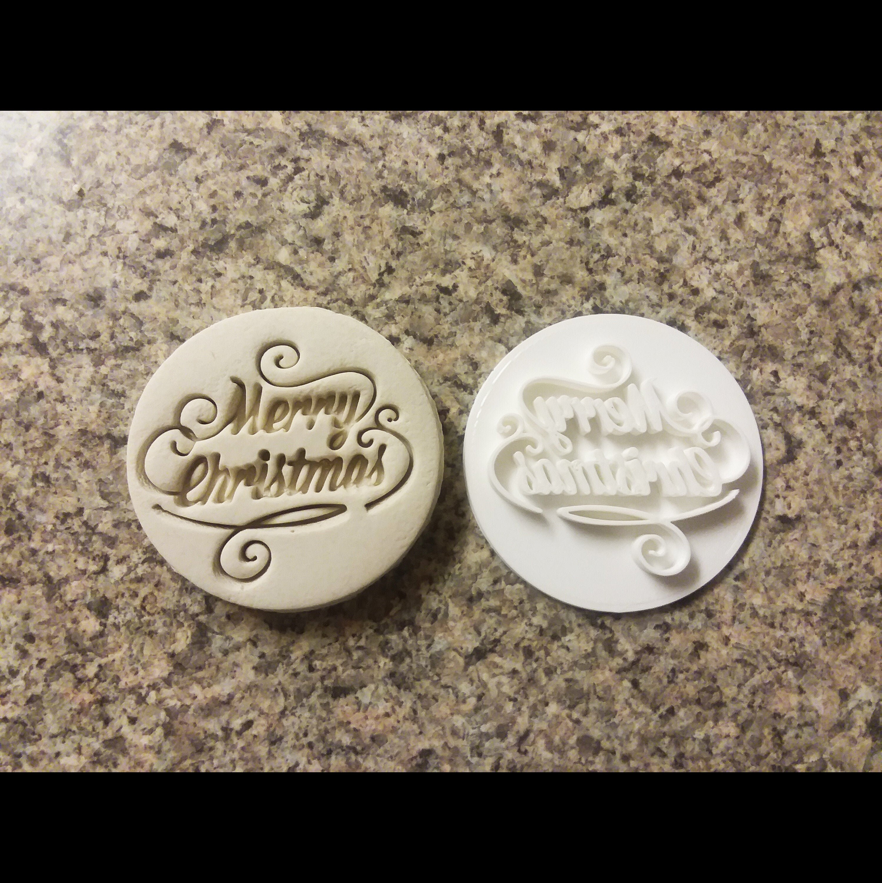 Merry Christmas V03 Embosser Stamp Cupcake Embosser Cookie Etsy UK