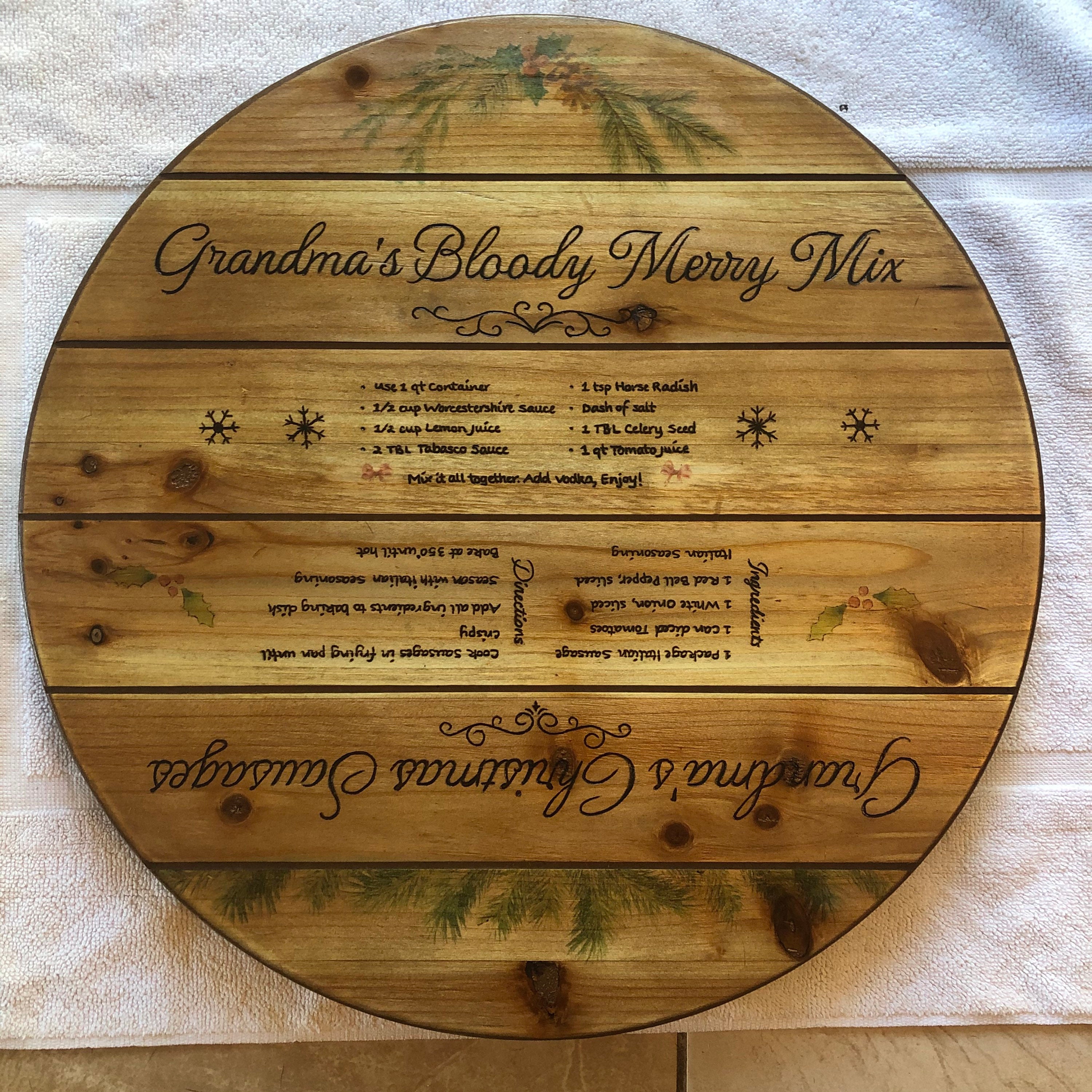 Lazy Susan Customizable Recipe Board Etsy