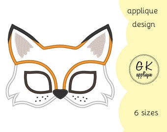 ITH Fox mask applique design. Animal mask machine embroidery pattern.