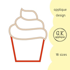 Cupcake applique design. Muffin machine embroidery pattern.