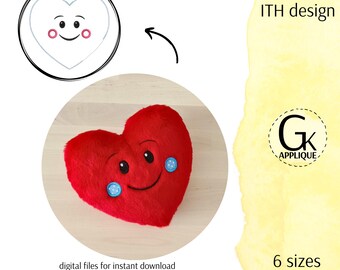 ITH Heart soft toy. In the hoop LOVE stuffie. Valentine's Day machine embroidery design.