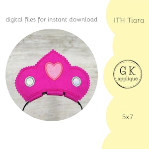 ITH Tiara design. In the hoop birthday tiara pattern. Princess tiara embroidery design. Crown machine embroidery pattern.