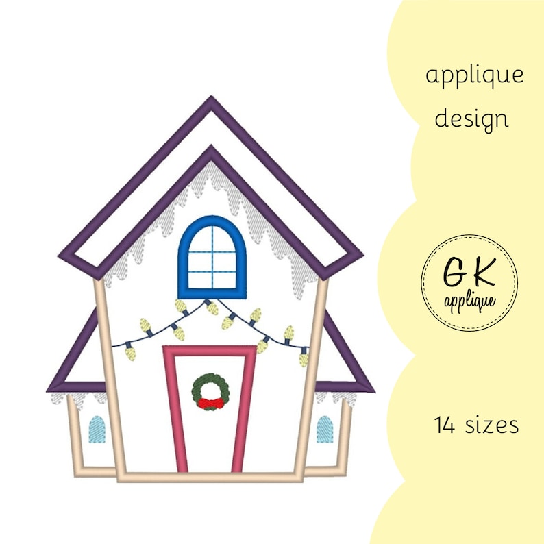 Christmas House Applique Design. Gingerbread House Applique - Etsy