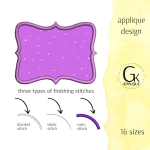 Decorative frame applique design. Shape applique pattern. Shape machine embroidery design. Digital files for instant download.