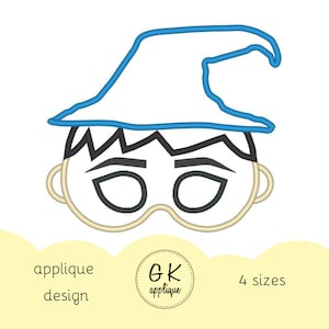 ITH wizard mask applique design. Halloween mask embroidery design. In the hoop embroidery. Machine embroidery design.