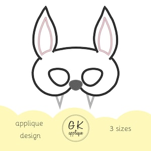 ITH Bat mask applique design. Halloween mask embroidery design. In the hoop embroidery. Machine embroidery design.