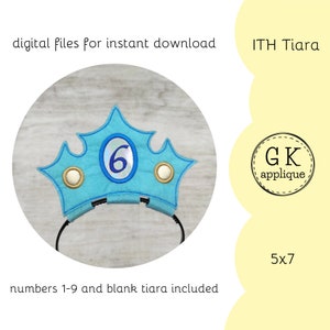 ITH Birthday tiara design. In the hoop tiara pattern. Tiara machine embroidery design. ITH princess tiara.