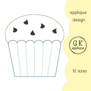 Cupacke applique. Raw edge applique design. Cake machine embroidery pattern.