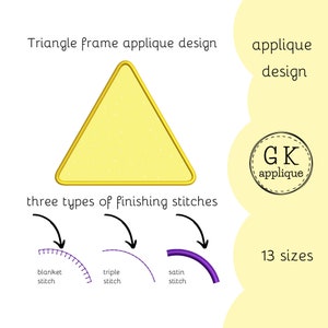 Triangle applique design. Shape applique pattern. Frame applique. Triangle machine embroidery design. Digital files for instant download.