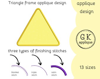 Triangle applique design. Shape applique pattern. Frame applique. Triangle machine embroidery design. Digital files for instant download.