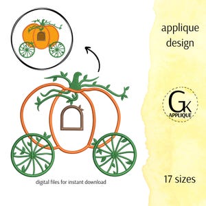Princess carriage applique design. Pumpkin carriage machine embroidery design. 17 sizes. Digital files for instant download.
