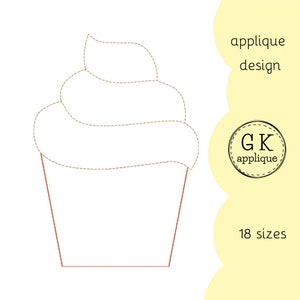 Muffin applique. Raw edge applique pattern. Food machine embroidery design.