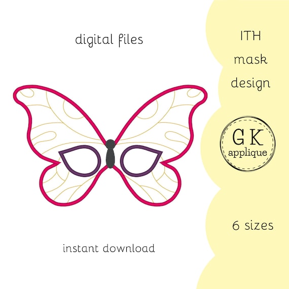 ITH Butterfly mask applique design Machine embroidery design.