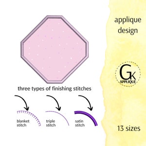 Frame applique design. Decorative frame machine embroidery pattern. Shape applique pattern. 13 sizes. Digital files for instant download.