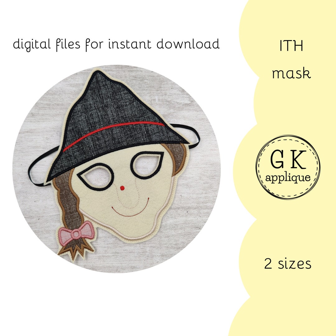 ITH Witch Mask Design. in the Hoop Pretend Mask Embroidery Pattern. ITH ...