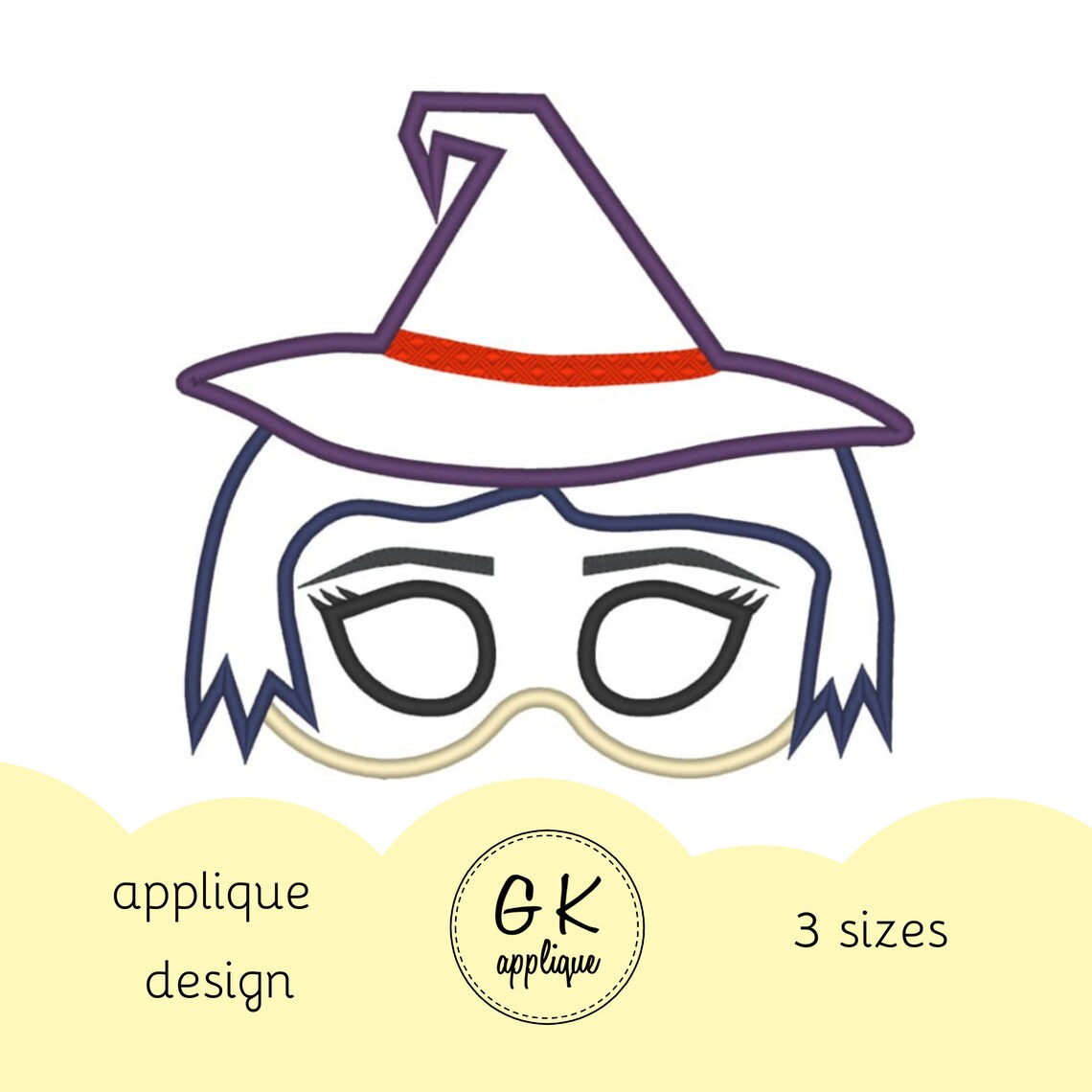 ITH Witch Mask Applique Design. Halloween Mask Embroidery Etsy