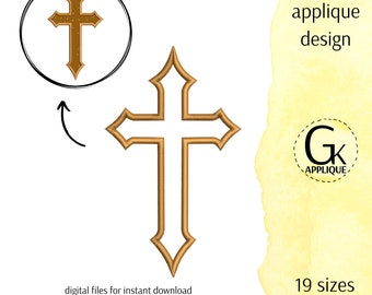 Decorative cross applique design. Machine embroidery design.