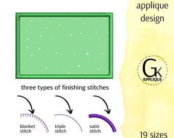 Rectangle frame applique design. Rectangle shape applique pattern. Shape machine embroidery design. Digital files for instant download.