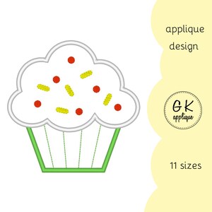 Cupcake applique design. Muffin machine embroidery design.