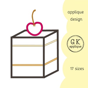 Cake applique design. Food machine embroidery design.