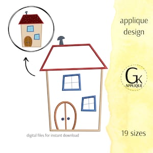 House applique design. House embroidery design. Machine embroidery design