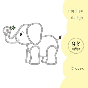 Elephant applique design. Nursery machine embroidery pattern.