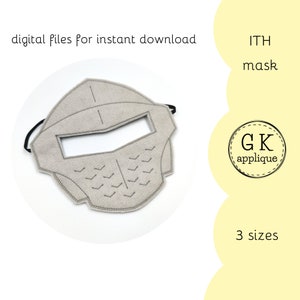 ITH Knight mask design. In the hoop pretend mask pattern. ITH Halloween mask embroidery design. Machine embroidery pattern.