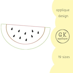 Watermelon applique pattern. Raw edge applique design. Fruit machine embroidery design.
