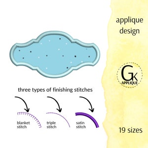 Decorative frame applique design. Shape applique pattern. Shape machine embroidery design. Digital files for instant download.