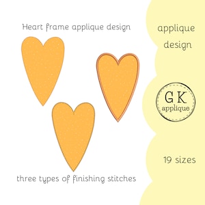 Heart applique design. Shape applique pattern. Frame applique. Heart machine embroidery design. Digital files for instant download.