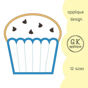 Cupcake applique design. Chocolate muffin machine embroidery pattern.