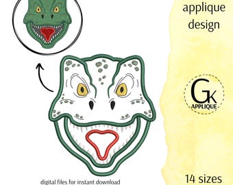 Tyrannosaurus Kopf Applikation. T-rex Stickdatei. Dinosaurier Applikation. Dinosaurier Stickerei. Maschinenstickerei. Sofortiger Download