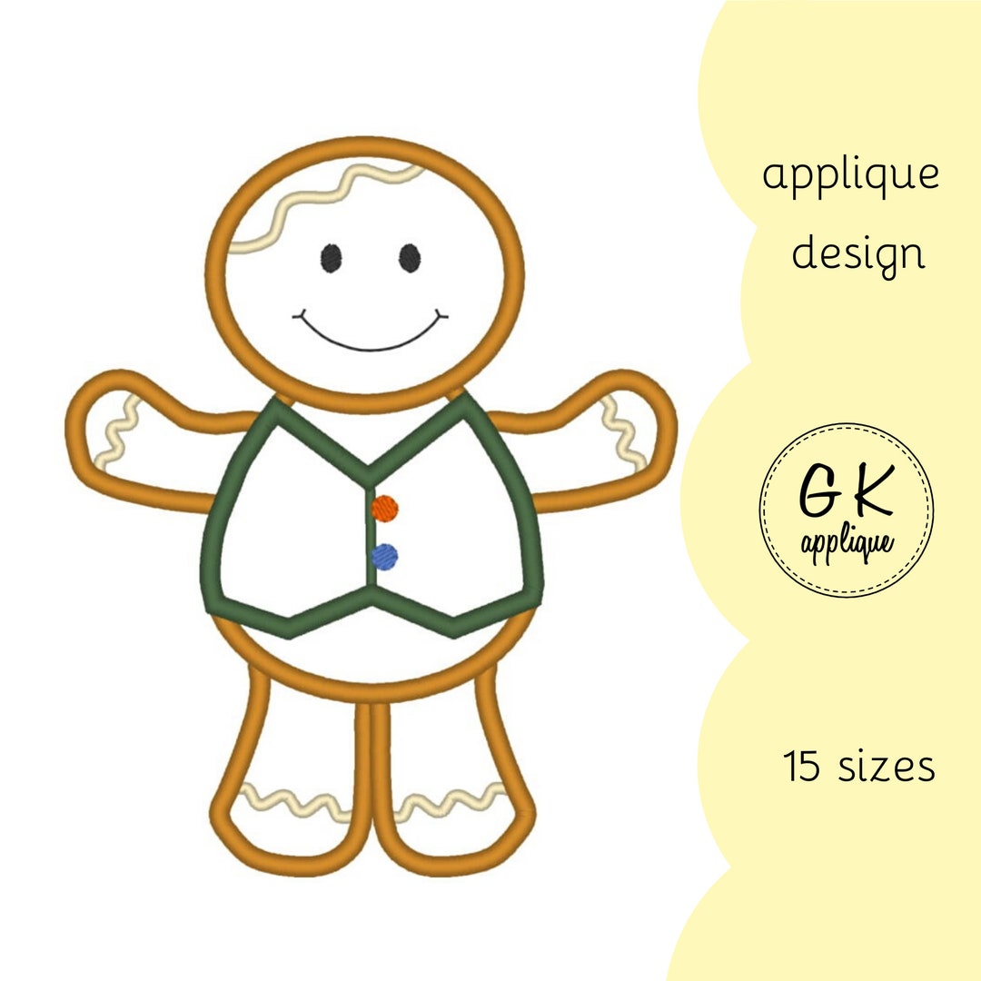 Gingerbread Man Applique Design. Design for Embroidery Etsy