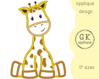 Giraffa applique design. Design di ricamo di giraffa per bambini. Modello di ricamo a macchina animale.