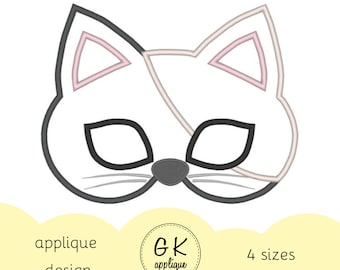 ITH Cat mask applique design. Halloween mask embroidery design. In the hoop mask. Machine embroidery design.
