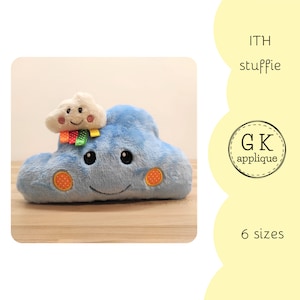 ITH Cloud stuffie. In the hoop soft toy pattern. ITH machine embroidery design.