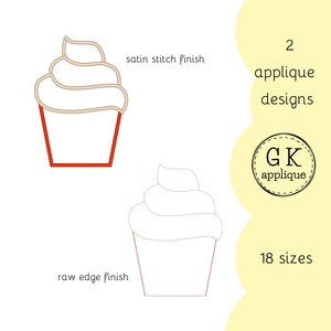 Muffin appliques. A set of two designs - raw edge and satin stitch appliques. Cupcake machine embroidery designs.