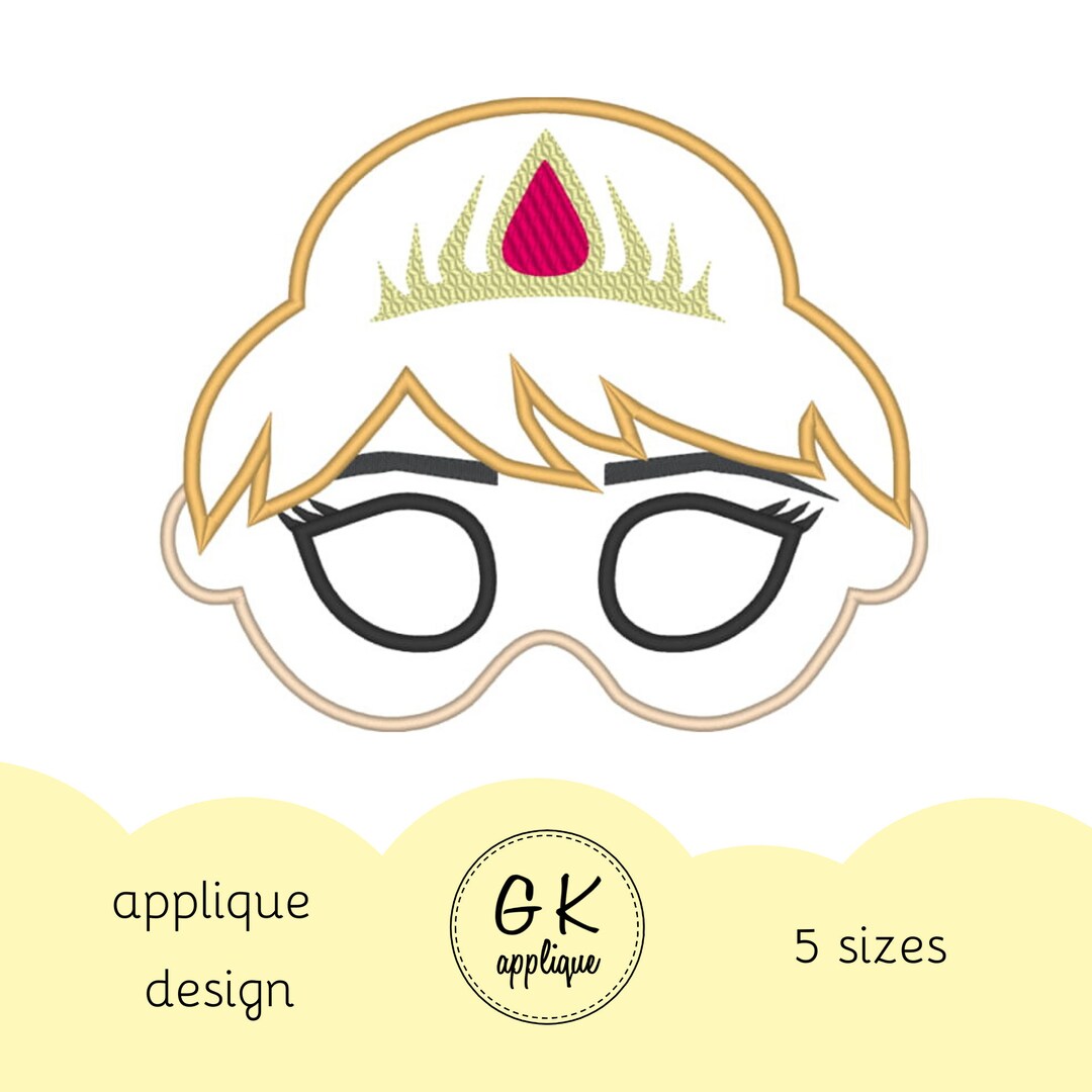 Princess Mask Design ITH Princess Mask Applique Design. Queen Mask Embroidery Design. in the ...