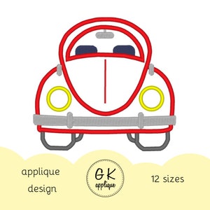 Car applique design. Bettle car applique. Car embroidery design. Retro car applique. Machine embroidery design