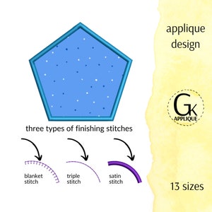 Frame applique design. Pentagon shape applique pattern. Shape applique. Shape machine embroidery design. Digital files for instant download.