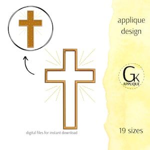 Cross applique design. Machine embroidery design. Digital files for instant download.