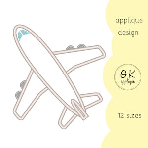 Plane applique design. Machine embroidery pattern.